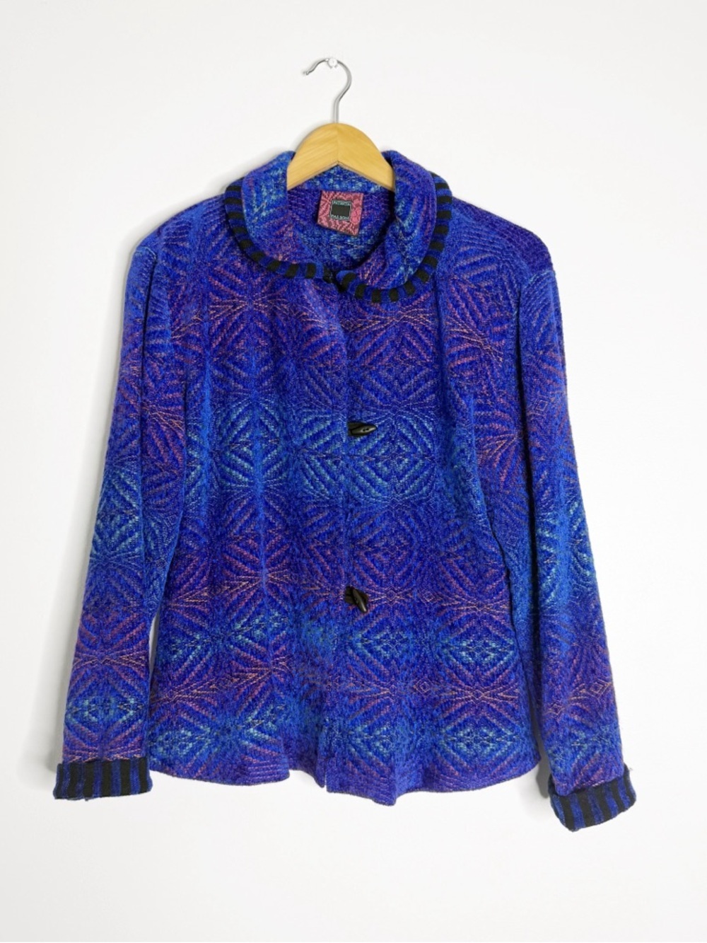 Patricia Palson Textured Cardigan Sweater Blue One Size Statement